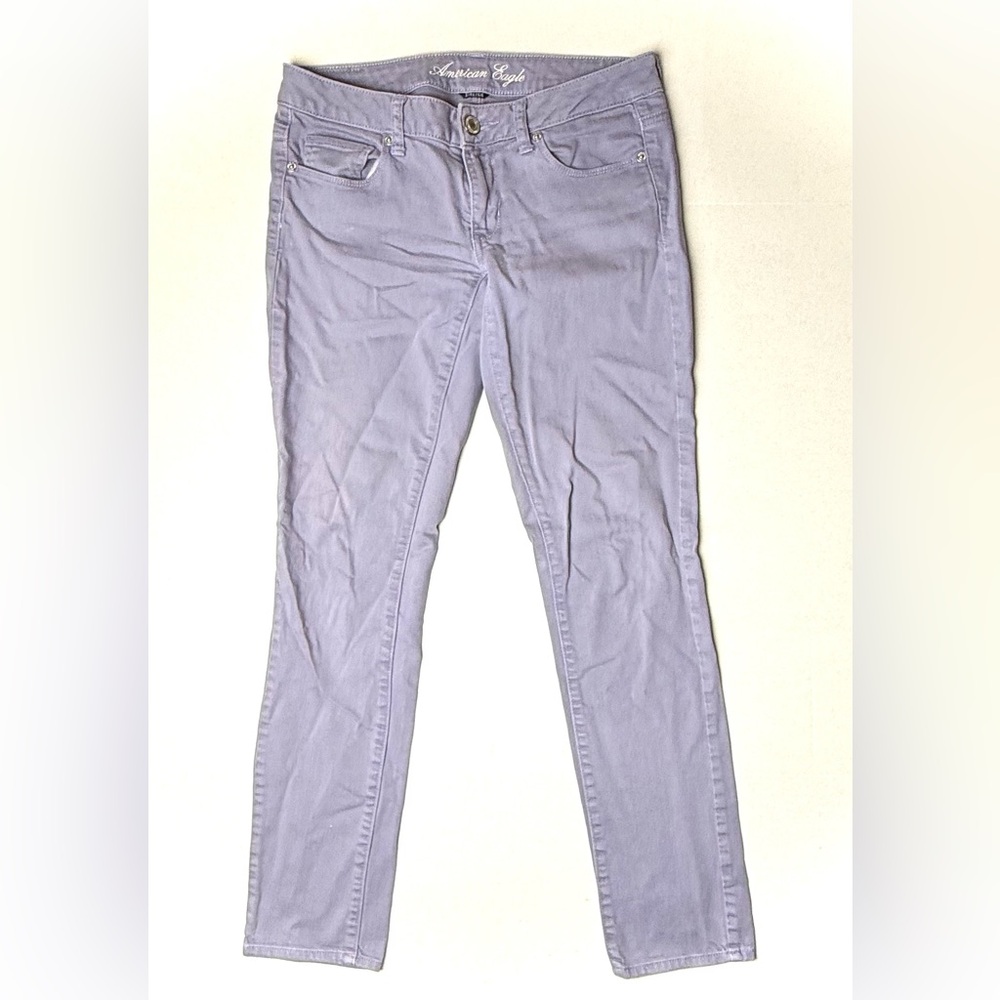 American Eagle Jeans Womens 6 Purple Denim Straight Legs Mid Rise Stretch